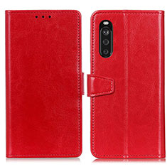 Custodia Portafoglio In Pelle Cover con Supporto A06D per Sony Xperia 10 III Lite Rosso