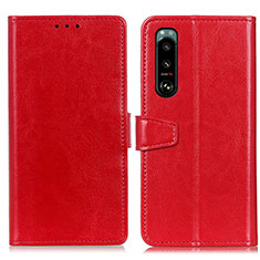 Custodia Portafoglio In Pelle Cover con Supporto A06D per Sony Xperia 5 III Rosso