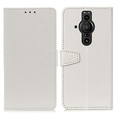 Custodia Portafoglio In Pelle Cover con Supporto A06D per Sony Xperia PRO-I Bianco