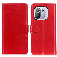 Custodia Portafoglio In Pelle Cover con Supporto A06D per Xiaomi Mi 11 Pro 5G Rosso