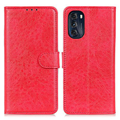 Custodia Portafoglio In Pelle Cover con Supporto A07D per Motorola Moto G 5G (2022) Rosso