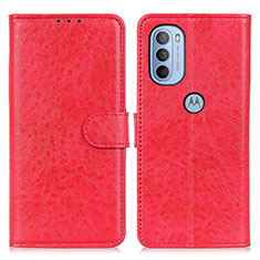 Custodia Portafoglio In Pelle Cover con Supporto A07D per Motorola Moto G31 Rosso