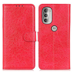 Custodia Portafoglio In Pelle Cover con Supporto A07D per Motorola Moto G51 5G Rosso