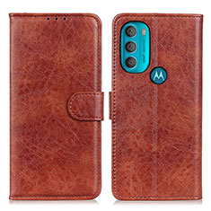 Custodia Portafoglio In Pelle Cover con Supporto A07D per Motorola Moto G71 5G Marrone