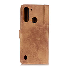 Custodia Portafoglio In Pelle Cover con Supporto A07D per Motorola Moto One Fusion Marrone