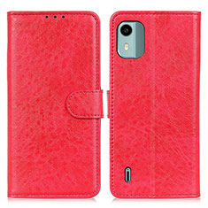 Custodia Portafoglio In Pelle Cover con Supporto A07D per Nokia C12 Rosso
