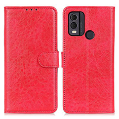 Custodia Portafoglio In Pelle Cover con Supporto A07D per Nokia C22 Rosso