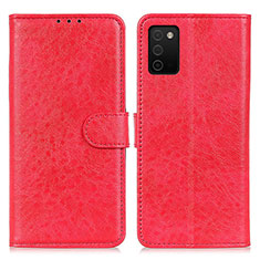 Custodia Portafoglio In Pelle Cover con Supporto A07D per Samsung Galaxy A03s Rosso