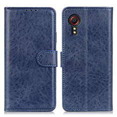 Custodia Portafoglio In Pelle Cover con Supporto A07D per Samsung Galaxy XCover 5 SM-G525F Blu