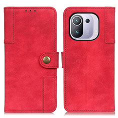 Custodia Portafoglio In Pelle Cover con Supporto A07D per Xiaomi Mi 11 Pro 5G Rosso