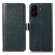 Custodia Portafoglio In Pelle Cover con Supporto A07D per Xiaomi Redmi 13C Verde
