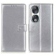 Custodia Portafoglio In Pelle Cover con Supporto A08D per Huawei Honor 90 5G Argento