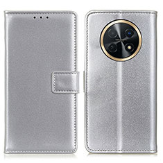 Custodia Portafoglio In Pelle Cover con Supporto A08D per Huawei Nova Y91 Argento