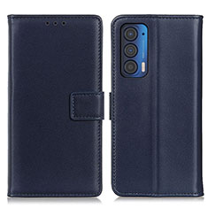 Custodia Portafoglio In Pelle Cover con Supporto A08D per Motorola Moto Edge (2021) 5G Blu