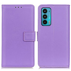 Custodia Portafoglio In Pelle Cover con Supporto A08D per Motorola Moto Edge Lite 5G Viola