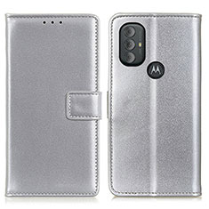 Custodia Portafoglio In Pelle Cover con Supporto A08D per Motorola Moto G Power (2022) Argento