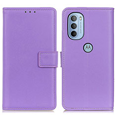 Custodia Portafoglio In Pelle Cover con Supporto A08D per Motorola Moto G41 Viola