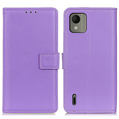 Custodia Portafoglio In Pelle Cover con Supporto A08D per Nokia C110 Viola