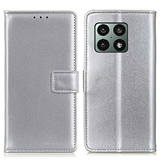Custodia Portafoglio In Pelle Cover con Supporto A08D per OnePlus 10 Pro 5G Argento