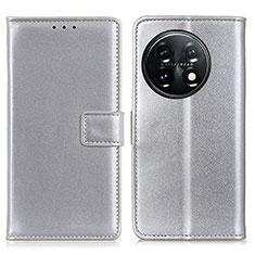 Custodia Portafoglio In Pelle Cover con Supporto A08D per OnePlus 11 5G Argento