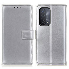 Custodia Portafoglio In Pelle Cover con Supporto A08D per OnePlus Nord N200 5G Argento