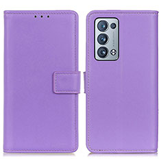 Custodia Portafoglio In Pelle Cover con Supporto A08D per Oppo Reno6 Pro+ Plus 5G Viola