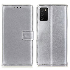 Custodia Portafoglio In Pelle Cover con Supporto A08D per Samsung Galaxy A02s Argento