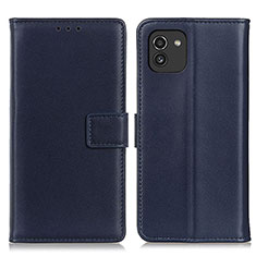 Custodia Portafoglio In Pelle Cover con Supporto A08D per Samsung Galaxy A03 Blu