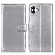 Custodia Portafoglio In Pelle Cover con Supporto A08D per Samsung Galaxy A04E Argento