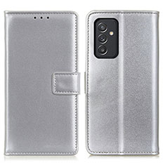 Custodia Portafoglio In Pelle Cover con Supporto A08D per Samsung Galaxy A15 5G Argento