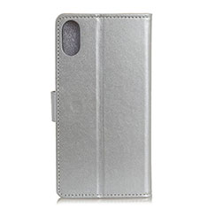 Custodia Portafoglio In Pelle Cover con Supporto A08D per Samsung Galaxy A21 SC-42A Argento