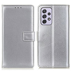 Custodia Portafoglio In Pelle Cover con Supporto A08D per Samsung Galaxy A73 5G Argento