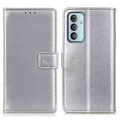Custodia Portafoglio In Pelle Cover con Supporto A08D per Samsung Galaxy F23 5G Argento