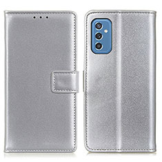 Custodia Portafoglio In Pelle Cover con Supporto A08D per Samsung Galaxy M52 5G Argento