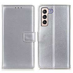 Custodia Portafoglio In Pelle Cover con Supporto A08D per Samsung Galaxy S21 5G Argento