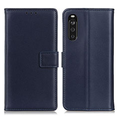 Custodia Portafoglio In Pelle Cover con Supporto A08D per Sony Xperia 10 III Blu