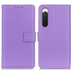 Custodia Portafoglio In Pelle Cover con Supporto A08D per Sony Xperia 10 V Viola