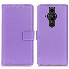 Custodia Portafoglio In Pelle Cover con Supporto A08D per Sony Xperia PRO-I Viola