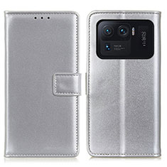 Custodia Portafoglio In Pelle Cover con Supporto A08D per Xiaomi Mi 11 Ultra 5G Argento