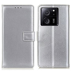 Custodia Portafoglio In Pelle Cover con Supporto A08D per Xiaomi Mi 13T Pro 5G Argento