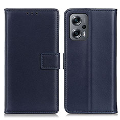 Custodia Portafoglio In Pelle Cover con Supporto A08D per Xiaomi Poco F5 5G Blu