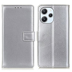 Custodia Portafoglio In Pelle Cover con Supporto A08D per Xiaomi Redmi 12 4G Argento