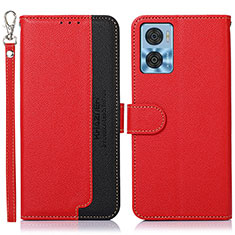Custodia Portafoglio In Pelle Cover con Supporto A09D per Motorola Moto E22 Rosso