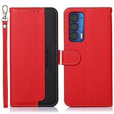 Custodia Portafoglio In Pelle Cover con Supporto A09D per Motorola Moto Edge (2021) 5G Rosso