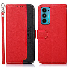 Custodia Portafoglio In Pelle Cover con Supporto A09D per Motorola Moto Edge Lite 5G Rosso