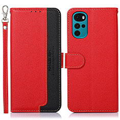 Custodia Portafoglio In Pelle Cover con Supporto A09D per Motorola Moto G22 Rosso