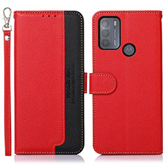 Custodia Portafoglio In Pelle Cover con Supporto A09D per Motorola Moto G50 Rosso
