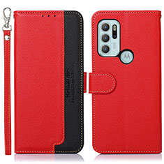 Custodia Portafoglio In Pelle Cover con Supporto A09D per Motorola Moto G60s Rosso