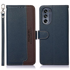 Custodia Portafoglio In Pelle Cover con Supporto A09D per Motorola Moto G62 5G Blu