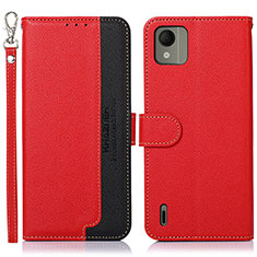Custodia Portafoglio In Pelle Cover con Supporto A09D per Nokia C110 Rosso